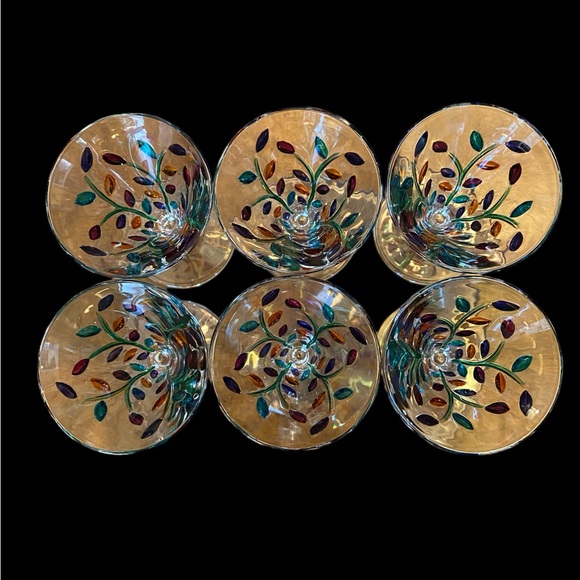 Set of 6 Laurus liquor glasses - hand painted Italian glass - Picture 3 of 6